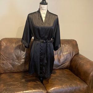 Victoria Secret Black silky short bathrobe